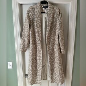 NEW Helene Berman Anthropologie Leopard Pattern Neutral Trench Coat Size 10
